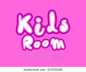 Vector lindo Emblem Kids Room. Tipo de letra de reproducción manuscrita. Letras, números y símbolos luminosos de alfabeto para niños.