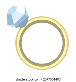 
Vector cute engagement ring. Colorful isolated icon. Design element for love concept. Diamond ring.