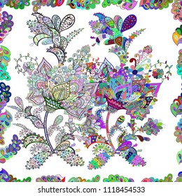 Vector Cute fabric pattern. Flat Flower Elements Design. Colour Spring Theme seamless pattern Background. Seamless vintage.