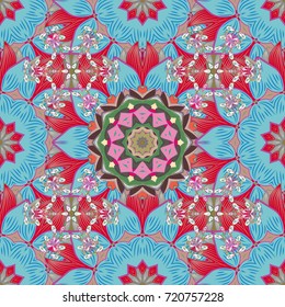 Vector Cute fabric pattern. Seamless vintage. Flat Flower Elements Design. Colour Spring Theme seamless pattern Background.