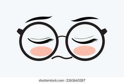 Vector of cute facial expressions by using glasses