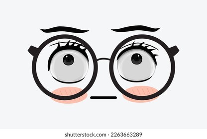 Vector of cute facial expressions by using glasses
