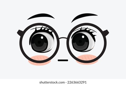 Vector of cute facial expressions by using glasses