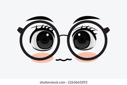 Vector of cute facial expressions by using glasses