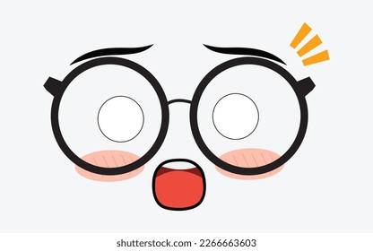 Vector of cute facial expressions by using glasses