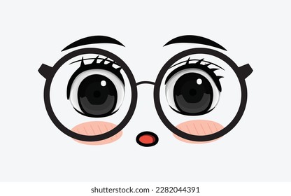Vector de expresiones faciales lindas usando gafas