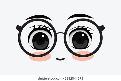 Vector de expresiones faciales lindas usando gafas