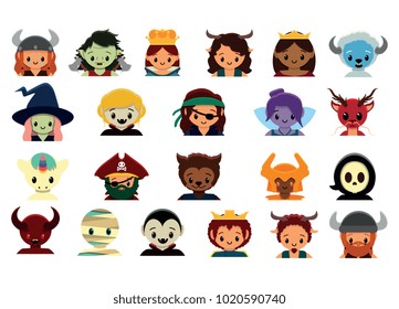 Vector cute fantasy set  colorful isolated