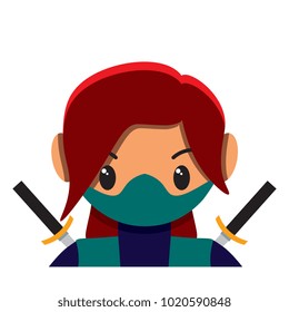 Vector cute female ninja colorful isolated