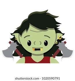  Vector cute female orc colorful isolated
