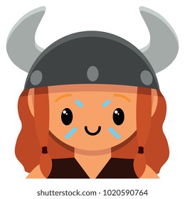 Vector cute female viking colorful isolated