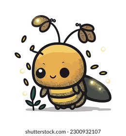 vector cute firefly cartoon style