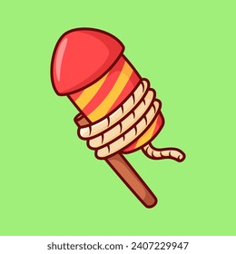 Vector cute Firework illustration cartoon doodle flat colorful line art vector design isolated object icon