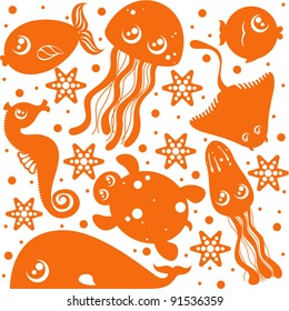Vector cute fish background