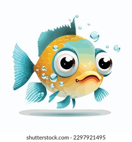 vector cute fish cartoon style
