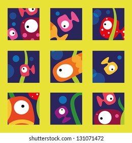 vector cute fish collection