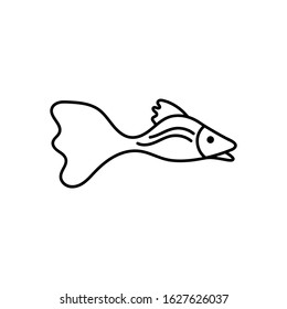 Vector cute fish. Nautical theme. Isolated on a white background. Hand-drawn doodles, contour illustration. Element for coloring books, posters, printing t-shirts.