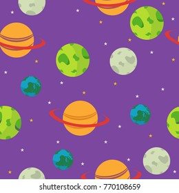 Vector cute flat space seamless pattern background template