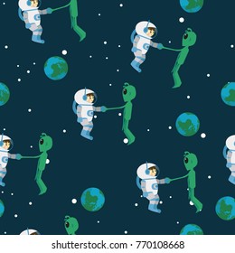 Vector cute flat space seamless pattern background template