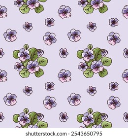 süßer floraler Hintergrund. handgezeichnete Veilchenblume