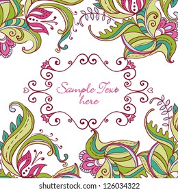 Vector Cute Floral card with tag for texts