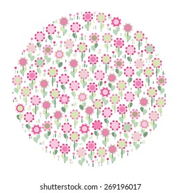 Vector cute floral circle shape isolated.
