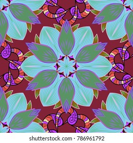 Vector. Cute floral pattern with buds flowers. Seamless background. Vector illustration. Vintage retro style. For print on fabric, textiles, wallpaper.