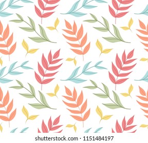 Vector Cute Floral Seamless Pattern. Decorative Plant Background. Fabric Ornament texture with leaves and flowers.