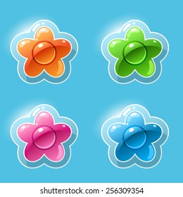 Vector cute flower shaped game buttons
