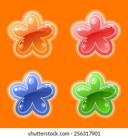 Vector cute flower shaped game buttons