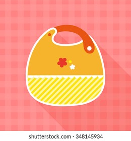 vector cute flowers baby bib / flat icon / yellow, orange