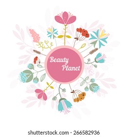 vector cute flowers on white background