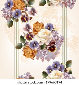 Vector cute flowers in vintage style for design