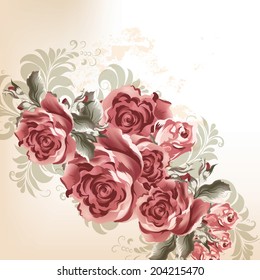 Vector cute flowers in vintage style for design