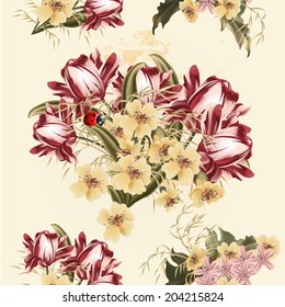 Vector cute flowers in vintage style for design