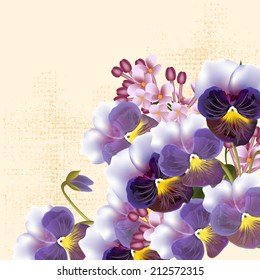 Vector cute flowers in vintage style for design