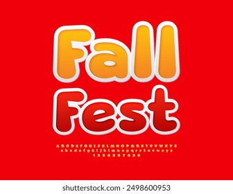 Vector cute flyer Fall Fest. Bright Creative Font. Decorative Alphabet Letters and Numbers set.