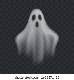 Vector cute flying ghost illustration on dark background