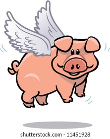 Vector Cute Flying Pig Illustration