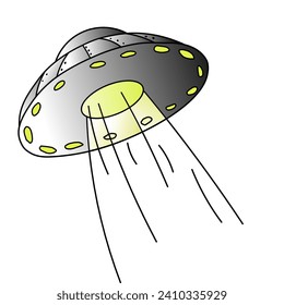 vector, cute flying ufo plane with white background