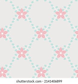 Vector Cute Folklore art inspired Pastel Florals seamless pattern background. Perfect for fabric, scrapbooking and wallpaper projects.