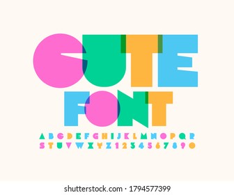 Vector Cute Font. Abstract colorful Alphabet. Artistic bright Letters and Numbers set