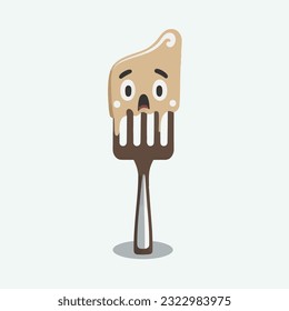 vector cute fork cartoon style