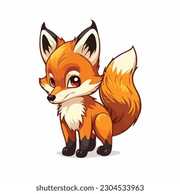 vector cute fox cartoon style