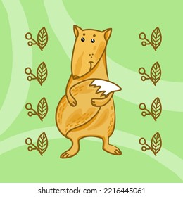 vector cute fox character. orange red animal
