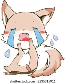 Vector cute fox eating cake, can be used as a card