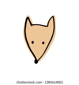 Vector cute fox face doodle scandinavian nursery clip art