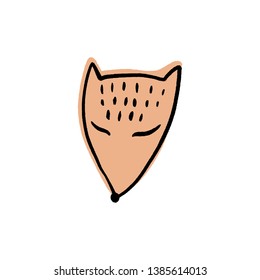 Vector cute fox face doodle scandinavian nursery clip art