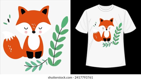 vector of a cute fox, illustrator for industrial prints