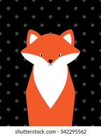 Vector cute fox on a black background